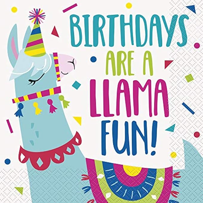 LLAMA BIRTHDAY LUNCHEON NAPKINS 16PC - Image 1